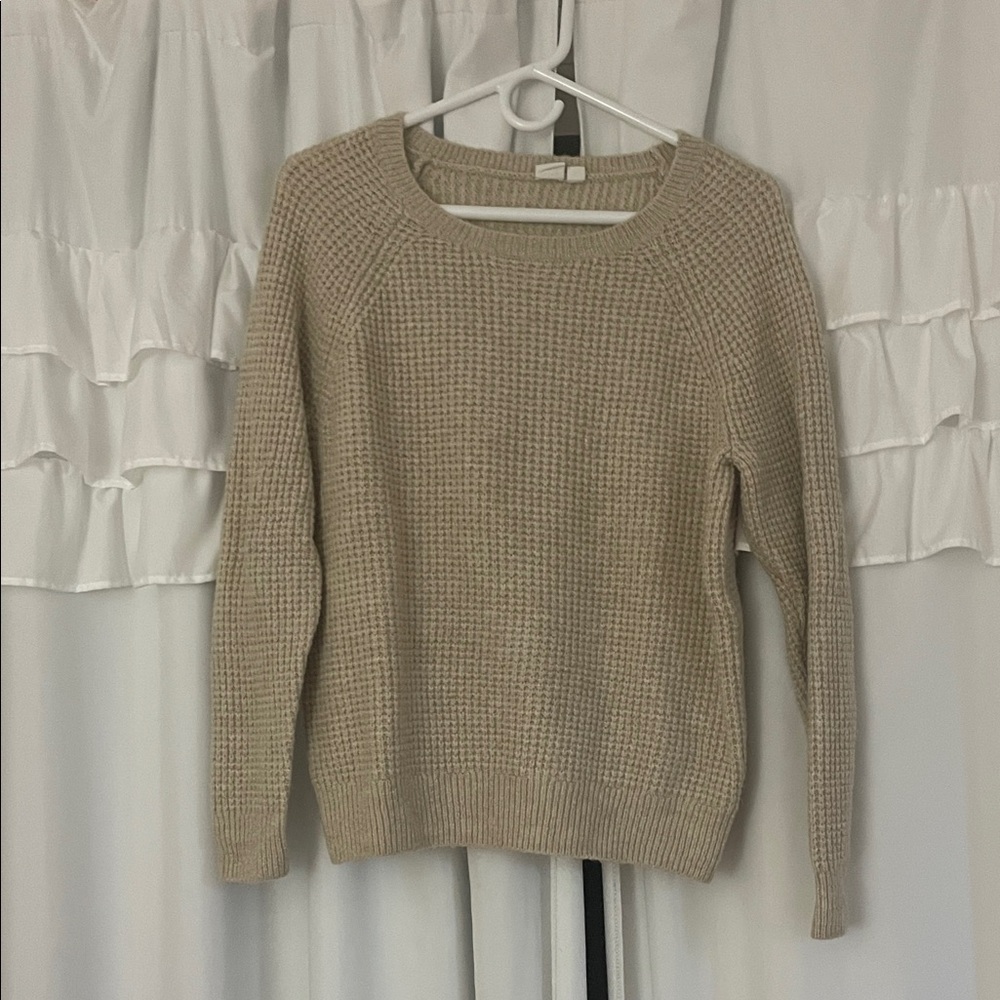 Tan Crew Neck wool blend sweater